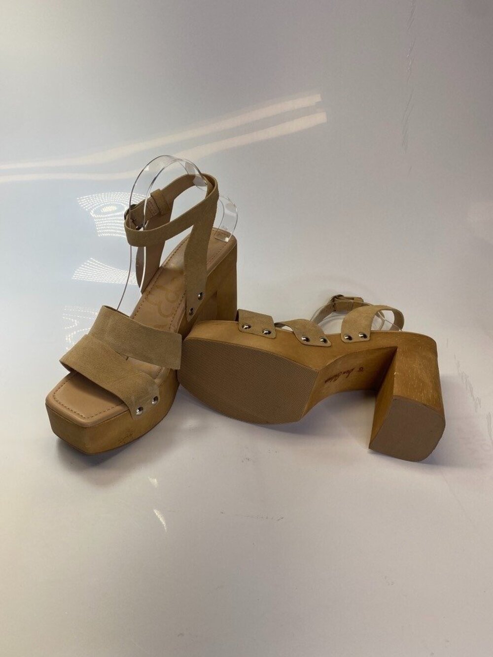 Sam Edelman Women's Leather Rosalind Strap Sesame Wooden Heel Sandal Sz 10 - Picture 11 of 11